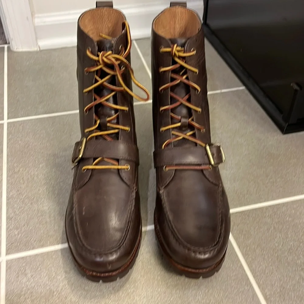 Polo Ralph Lauren Ranger County Boots Strap brown smooth leather Mens Size 12
